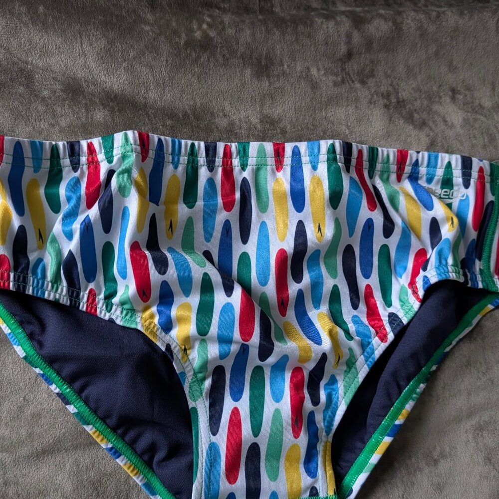 NWT  Mens Speedo swim brief- colorful print